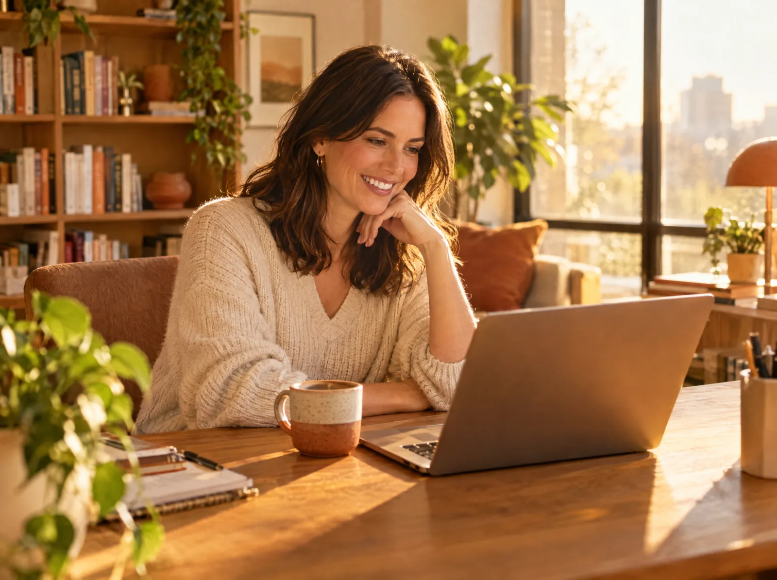 Recruiterin liest am Laptop eine Antwort eines Kandidaten